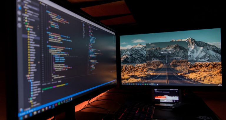 computer screens with code